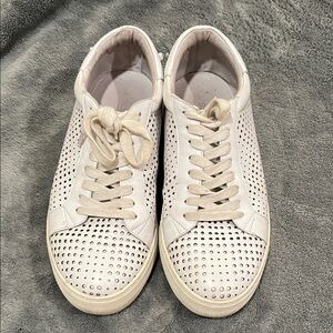 J Slides Women's Cream Perforated Sneakers